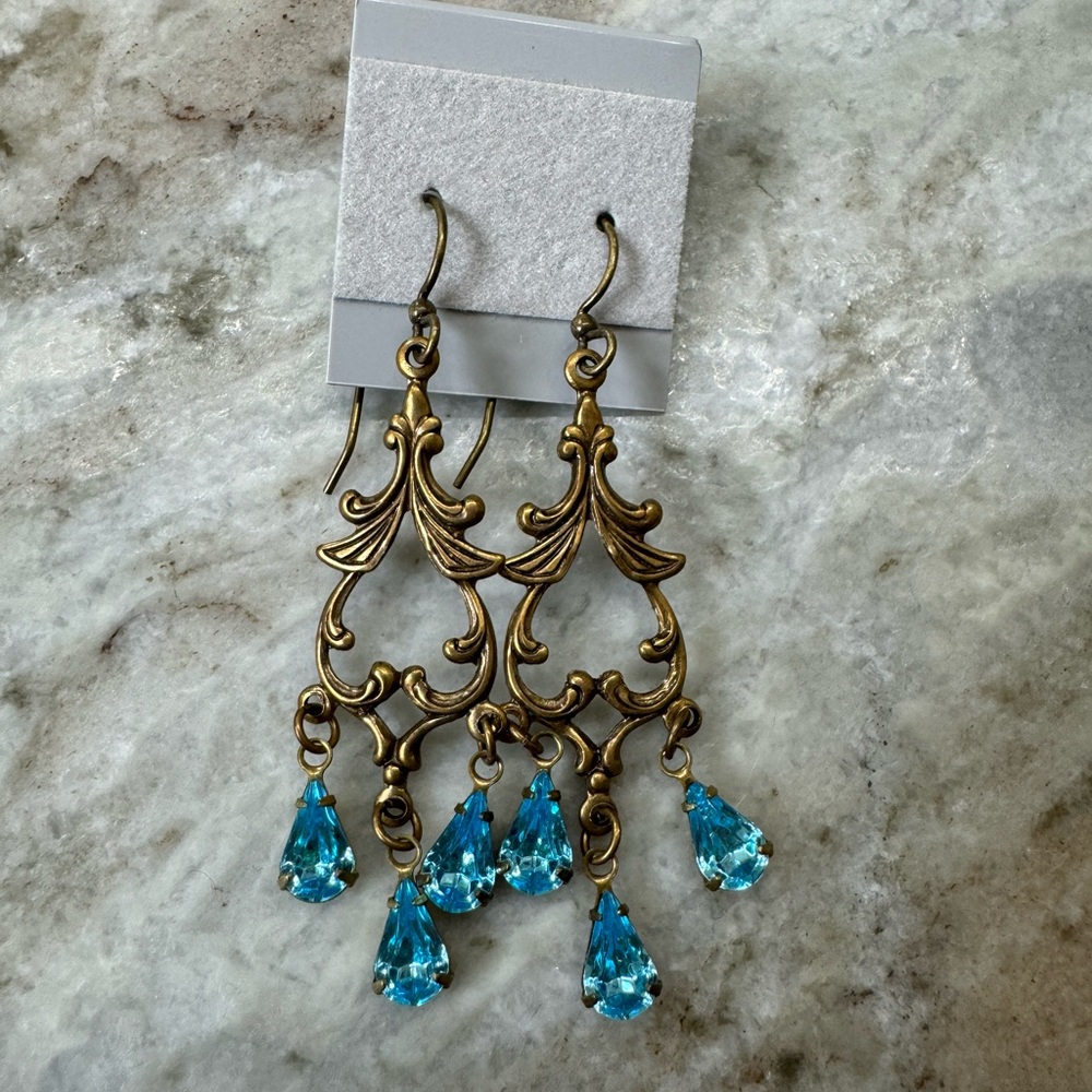 Antique brass chandelier earrings